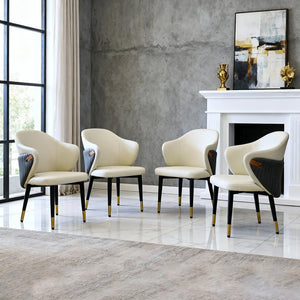 English Elm Modern Pu Leather Ergonomic Dining Chairs Mid Century Style Set of 2 for Home W2699P401049