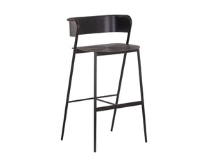 Sunpan Keanu Sleek Modern Barstool with Antique Brass Finish and Unique Starburst Design for Stylish Spaces Gunmetal