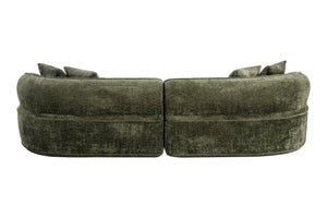 English Elm Modern Boucle Oversized L-shaped Sectional Sofa with Sculptural Curved Silhouette Green W5515S00018