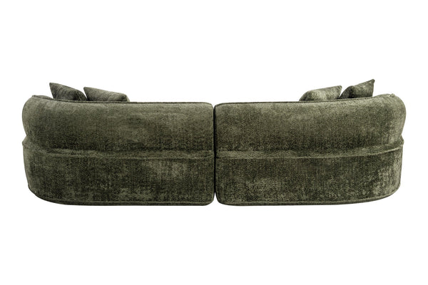 English Elm Modern Boucle Oversized L-shaped Sectional Sofa with Sculptural Curved Silhouette Green W5515S00018