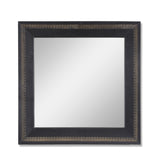 Christopher Knight Home® - Noble House - Cass Handcrafted Boho Embossed Leather Square Wall Mirror, Black and Gold