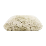 English Elm Astrid 20" Square Accent Throw Pillow Cover With Feather Insert, Taupe Beige Genuine Fur