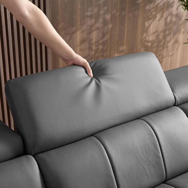 English Elm Wall-Hugger Reclining Sofa - Modern Electric Leather L-Shaped Couch With Usb, Headrest & Footrest W2582S00176-GIGA