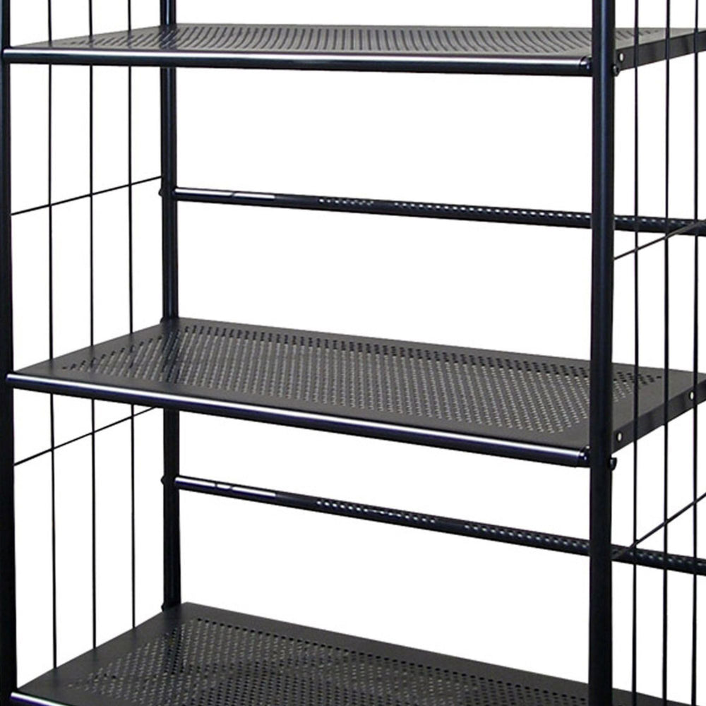 English Elm 37" Metal 3-Tier Standing Book Shelf Black Finish — Space-Saving Office, Living Room & Kids Storage Display 39x14x6" B072115890