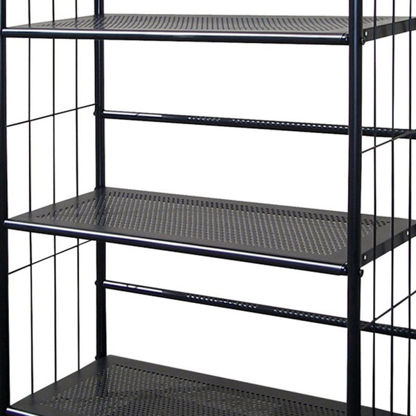 English Elm 37" Metal 3-Tier Standing Book Shelf Black Finish — Space-Saving Office, Living Room & Kids Storage Display 39x14x6" B072115890