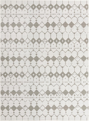 Unique Loom Outdoor Trellis Cardak Machine Made Geometric Rug Ivory and Gray, Gray 9' 0" x 12' 2"