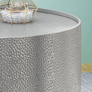 English Elm Christopher Knight Home® - METAL Braeburn Handcrafted Round Coffee Table with Hammered Top and Sturdy Iron Frame, No Assembly Required Silver 65501.00SILV