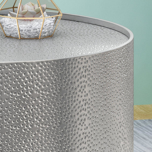 English Elm Christopher Knight Home® - METAL Braeburn Handcrafted Round Coffee Table with Hammered Top and Sturdy Iron Frame, No Assembly Required Silver 65501.00SILV