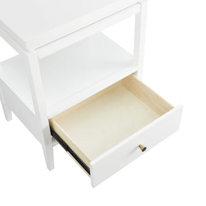 English Elm Olana Floating Top 1-Drawer Nightstand in White — Modern Solid Wood Nightstand with Hidden Tray, Gold Pull, Shelf B050P376963