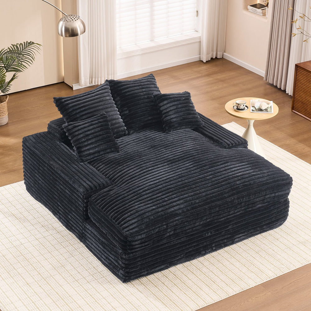 English Elm 028dr-oversized Corduroy Chaise Lounge Sleeper Chair Xxl Seat for Studio Living Gray W527S00009