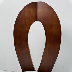 English Elm Dining Chairs Set Of 2 - Elegant Pure White Teddy Velvet With Deep Walnut Frame & Unique Backrest Design W2700P338556