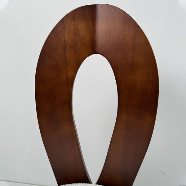 English Elm Dining Chairs Set Of 2 - Elegant Pure White Teddy Velvet With Deep Walnut Frame & Unique Backrest Design W2700P338556