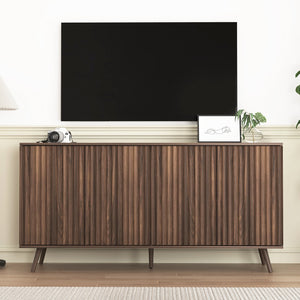 English Elm Sideboard Walnut Credenza with Hexagonal Doors and Adjustable Shelves for Dining Areas W409P327406