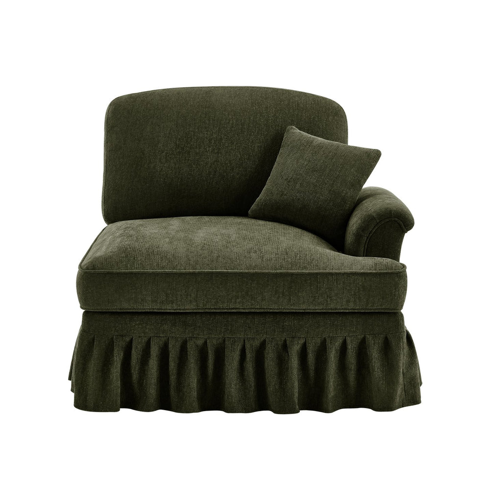 English Elm Sofa Sculptural Chenille Sectional with Detachable Skirt and Organic Curved Design W3041P332636