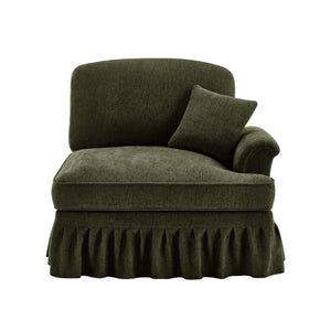 English Elm Sofa Sculptural Chenille Sectional with Detachable Skirt and Organic Curved Design W3041P332636