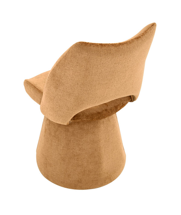 English Elm Modern Chenille Linen Accent Chair Sculptural Hollow Back Swivel Seat for Dining Vanity Brown W3493P452653