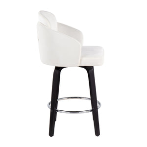 English Elm 26" Mid-century Swivel Counterstools Walnut Legs Camel Faux Leather Seat Set of 2 B202S00225
