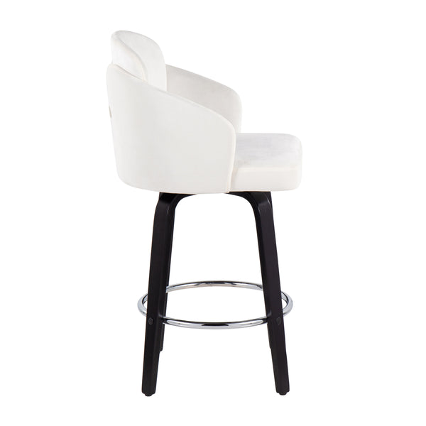 English Elm 26" Mid-century Swivel Counterstools Walnut Legs Camel Faux Leather Seat Set of 2 B202S00225