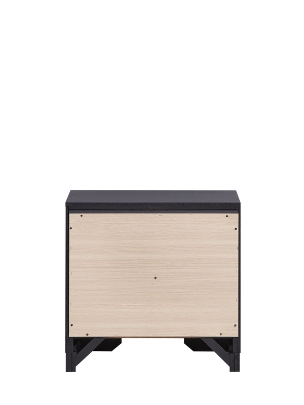 English Elm Liverpool Black Nightstand with Brushed Steel Accents, 2 Drawers, Dovetail Joints, Fully Assembled, Compact Elegance B078P285995