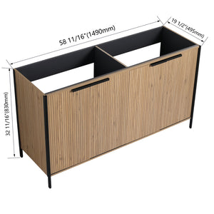 English Elm 60" Freestanding Bathroom Vanity with Soft-Close Hinges, Scratch & Water-Resistant Plywood, Spacious Storage W999P251009