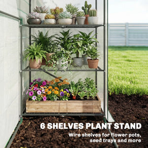 English Elm Roll-up Door Walk-in Portable Greenhouse Six Shelf Pe Cover Foldable Steel Frame T3971P476454