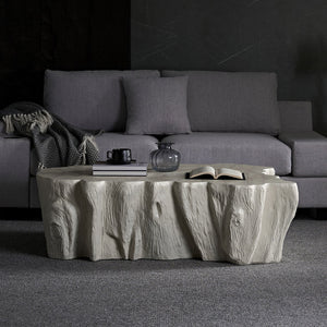 English Elm 48.62 Inch Organic Sculptural Fiberglass Coffee Table Ready to Use Modern Living Room W876P401274