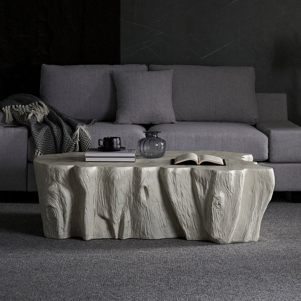 English Elm 48.62 Inch Organic Sculptural Fiberglass Coffee Table Ready to Use Modern Living Room W876P401274