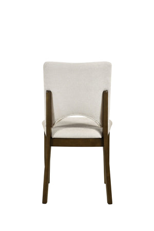 English Elm Modern Upholstered Dining Side Chairs Set of 2 Beige Fabric Contoured Support Seating B011P490004