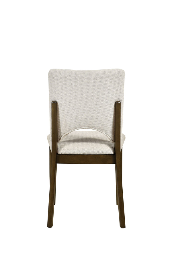 English Elm Modern Upholstered Dining Side Chairs Set of 2 Beige Fabric Contoured Support Seating B011P490004