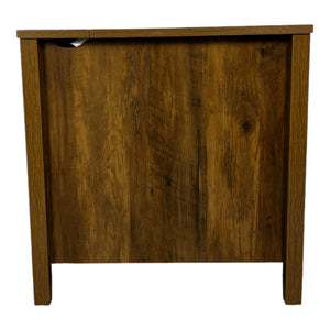 English Elm Farmhouse Nightstand with Charging Station and Barn Door Drawer — USB-C, AC Outlets, Compact Storage Antique brown W1412P230409