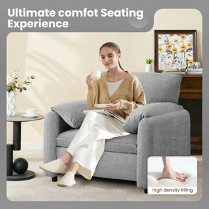 English Elm Modern Chenille Oversized Accent Chair with Thick Spring Cushion, Bread-Style Armrests, Grey, Cozy Reading Sofa (38") W1521P331584