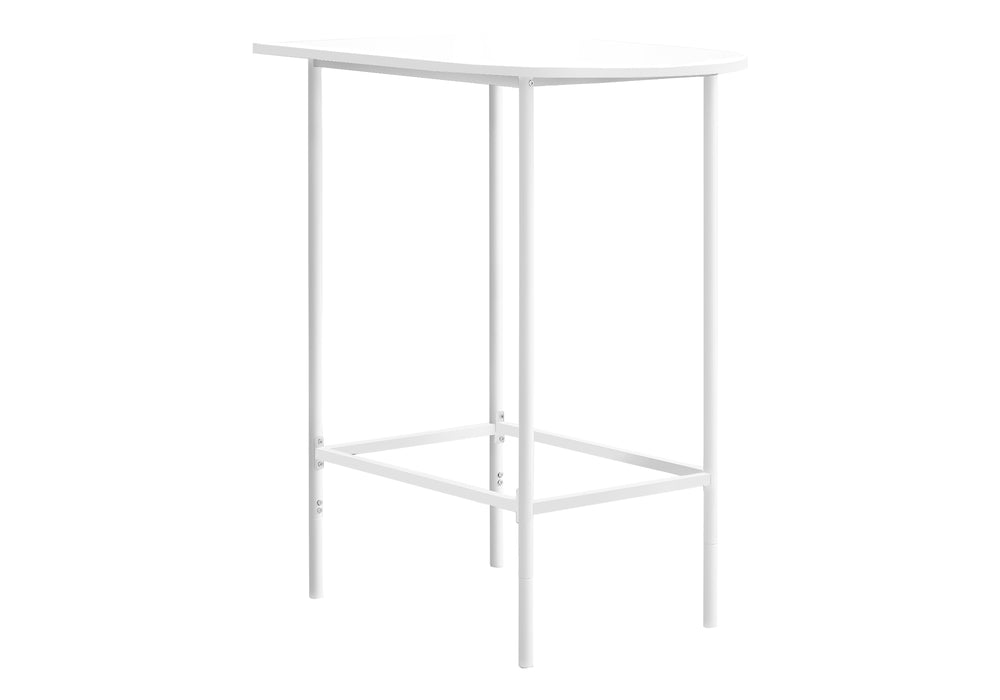English Elm Home Bar 36" Rectangular Pub Table – White Laminate Half-Moon Bar Height for 2, Metal Legs, Compact Modern Design B2710P219014