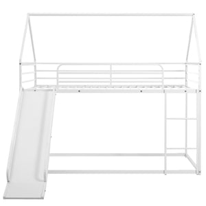 English Elm Twin Metal Tube Bunk Bed Frame for Kids Durable Sturdy Construction Safe Space-Saving Design White W420P256562