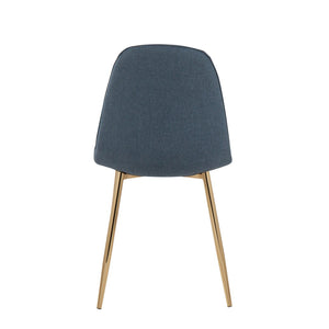 English Elm Pebble Contemporary Chairs Set Of 2 - Stylish Gold Steel Frame & Plush Blue Fabric For Any Room B202P223623-GIGA
