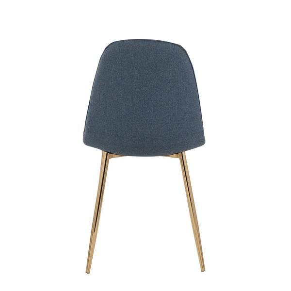 English Elm Pebble Contemporary Chairs Set Of 2 - Stylish Gold Steel Frame & Plush Blue Fabric For Any Room B202P223623-GIGA