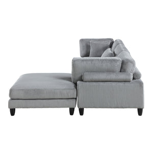 English Elm Living 4-Piece Modular Sectional Sofa Set in Corduroy Upholstery with Plush Cushions and Solid Wood Legs Gray 40 L x 40 W x 17.5 H B011S01559