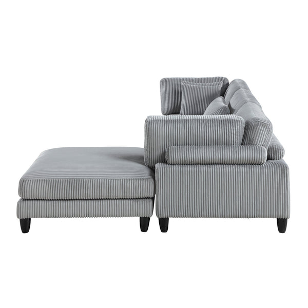 English Elm Living 4-Piece Modular Sectional Sofa Set in Corduroy Upholstery with Plush Cushions and Solid Wood Legs Gray 40 L x 40 W x 17.5 H B011S01559