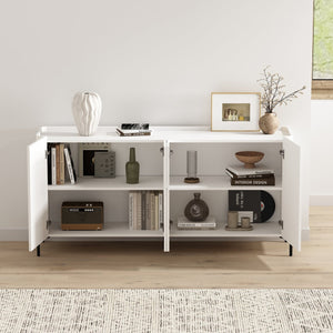 English Elm Abbey 67" Sideboard in Maple and Off White with Soft-Close Doors, Adjustable Shelves, Modern Tray Top White B365S00112