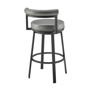English Elm Reuben Swivel Counterstool with Faux Leather Seat and Industrial Black Metal Frame Gray B2736P464847