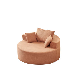 English Elm 55"l Teddy Fleece Round Chaise Chair Plush Foam Seating for Modern Living Rooms Orange W1669P368393