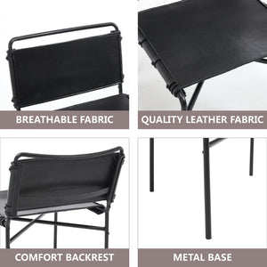 English Elm Retro PU Leather Leisure Chair Set of 2 – Modern Medieval Black Armless Accent Chairs with Metal Legs, Breathable Faux Leather Comfort W3112P254908