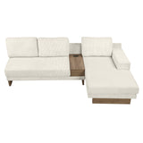 English Elm 114" L-Shaped Sofa Sectional Sofa With Two Usb Ports and Two Power Sockets, A Storage Drawer and A Reversible Chaise Lounge For Living Room, Beige