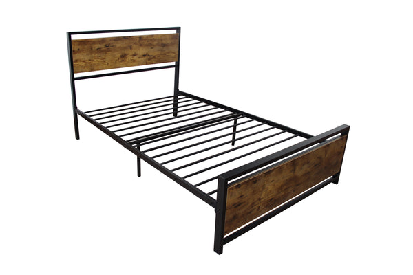 English Elm Twin Twin Size Metal Bed Frame — Sturdy Steel Platform, Modern Quiet Design, No Box Spring Needed Black 43.3 L x 20.5 W x 5.5 H W2297P241232