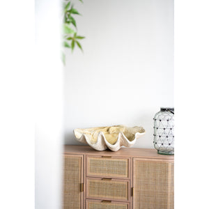 English Elm 25.3x16.5x8.5" Oversized Clam Shell Sculpture Glossy Coastal Decor Display Piece W2078P491173
