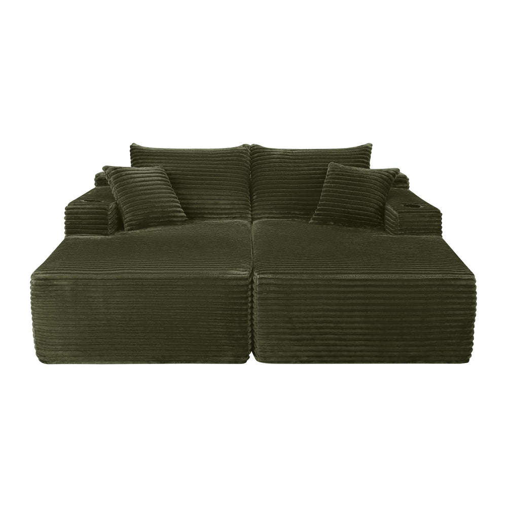 English Elm 75"cloud Plush Sectional with Double Chaise Deep Seat for Modern Living Rooms W3975S00062