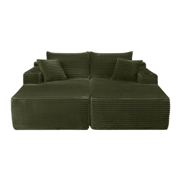 English Elm 75"cloud Plush Sectional with Double Chaise Deep Seat for Modern Living Rooms W3975S00062