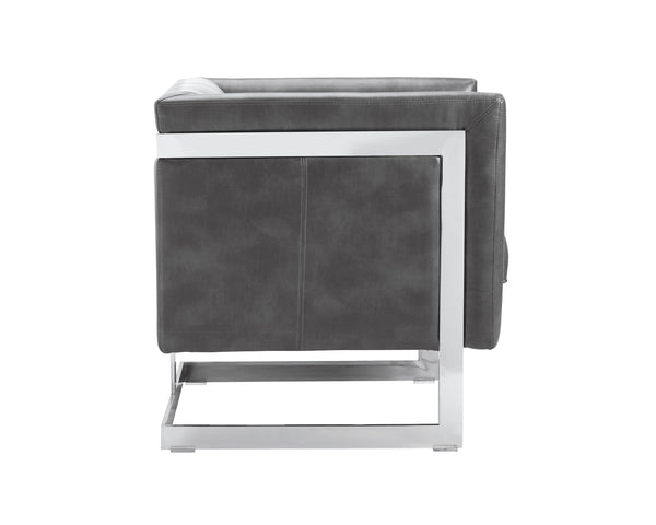 Sunpan Yvette Armchair - Exquisite Antique Brass Frame with Luxurious Velvet Upholstery for Modern Spaces Stainless Steel / Cantina Magnetite