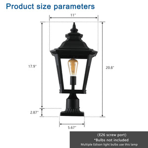 English Elm 21"(h) Matte Black Aluminum Post Lanterns Set of Two for Driveway Garden Path W2312P415982