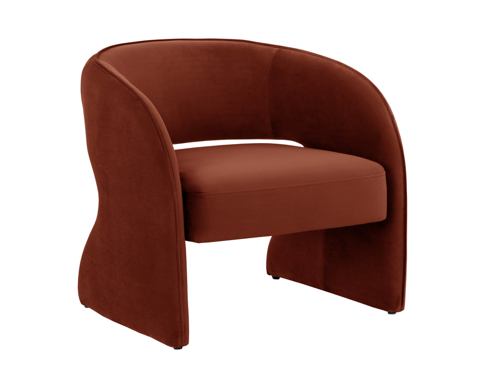 Sunpan Rosalia Contemporary Lounge Chair - Plush Curves and Defined Piping for Stylish Comfort in Any Space Meg Rust