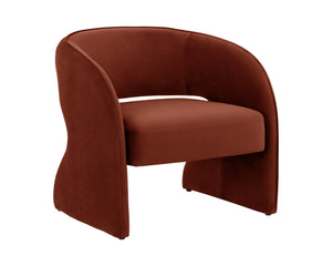 Sunpan Rosalia Contemporary Lounge Chair - Plush Curves and Defined Piping for Stylish Comfort in Any Space Meg Rust
